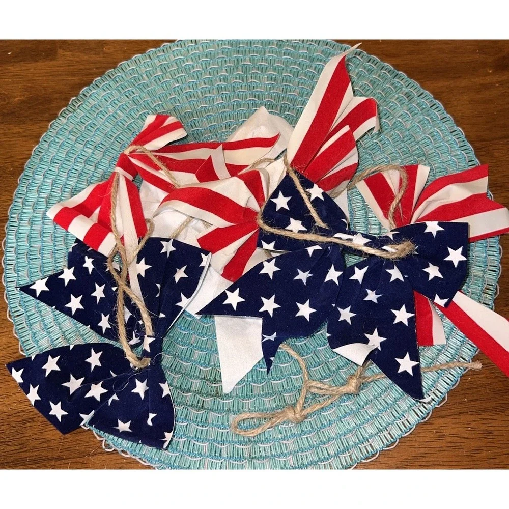 Vintage Americana Bow Garland Banner Patriotic 4th of July 65